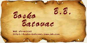Boško Batovac vizit kartica